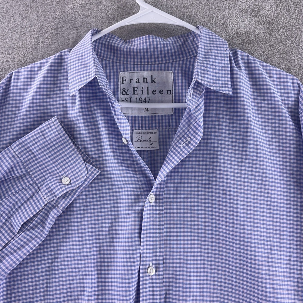 Frank & Eileen Paul Long Sleeve Button Down Shirt Mens Medium Purple‎ Gingham